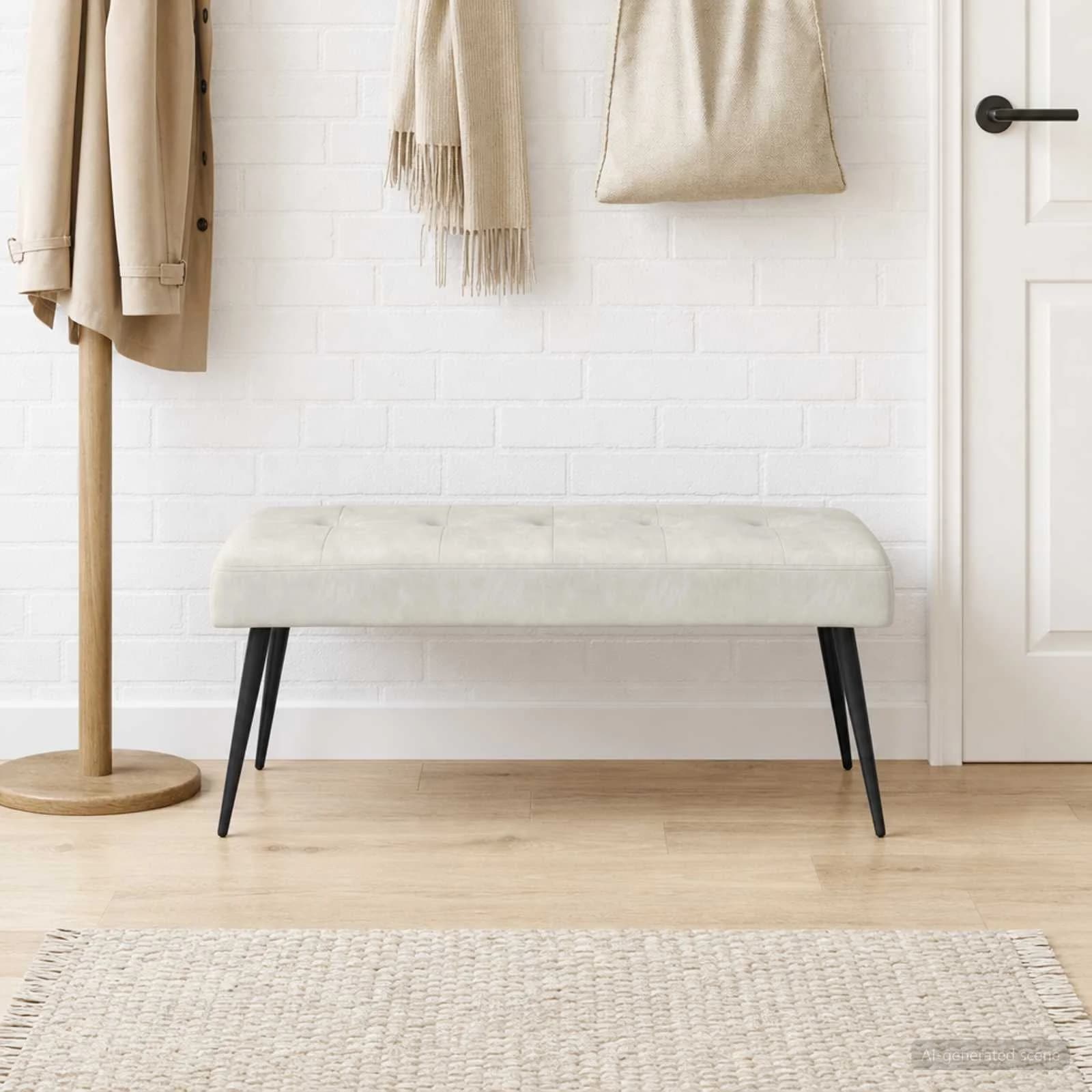 Klop s gumbnim oblazinjenjem Krem 110 x 40 x 46 cm Žamet - slika 3