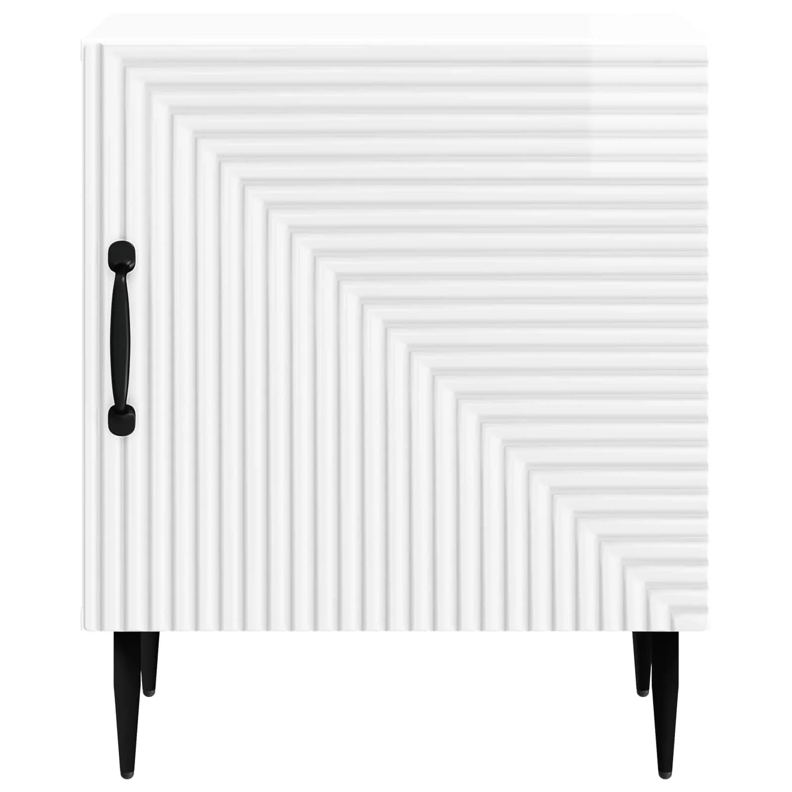 Nočna omarica Bela visok sijaj 43 x 34,5 x 50 cm Inženirski les - slika 5