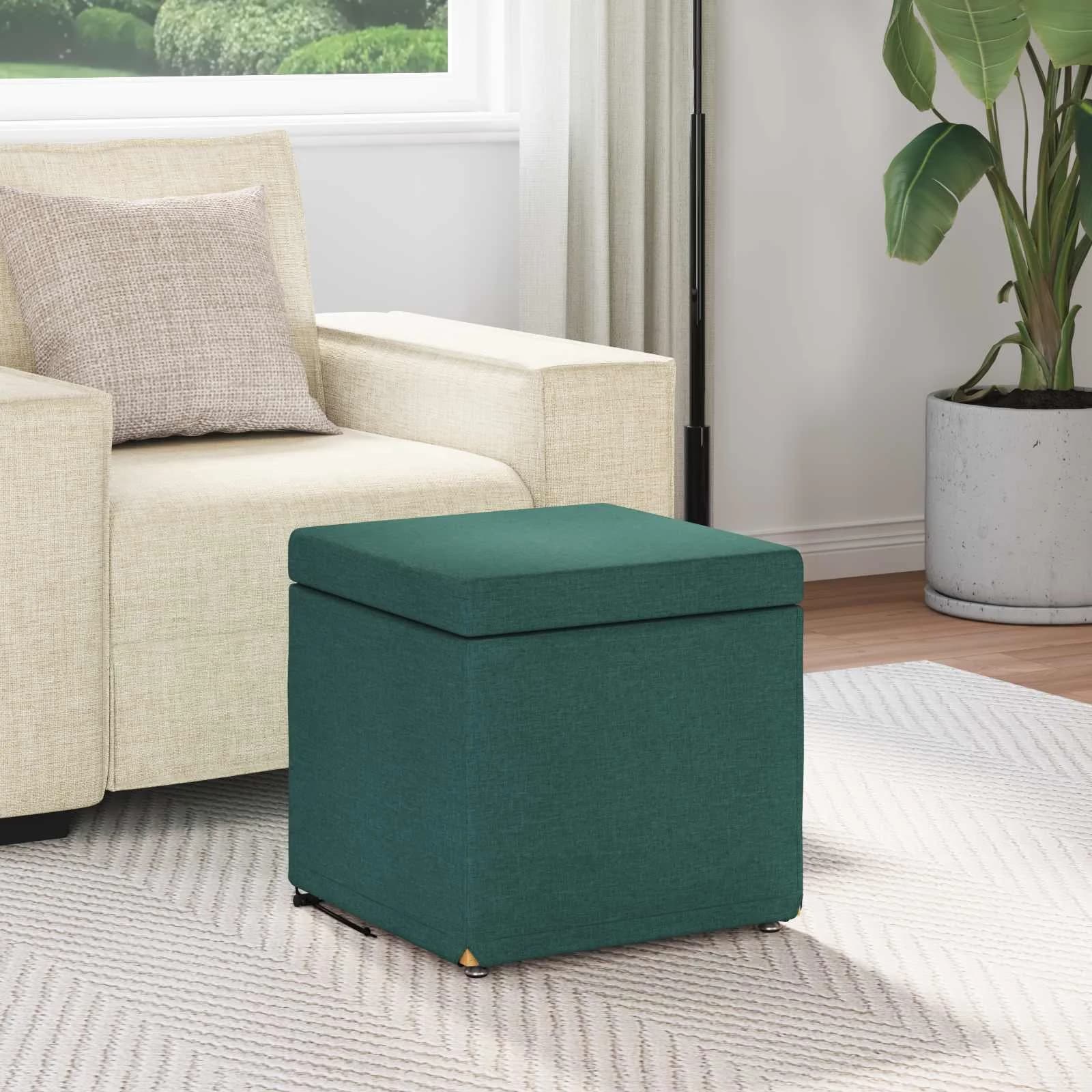 Stolica Temno zelena 41 x 41 x 40 cm Tkanina in obdelano les - slika 3