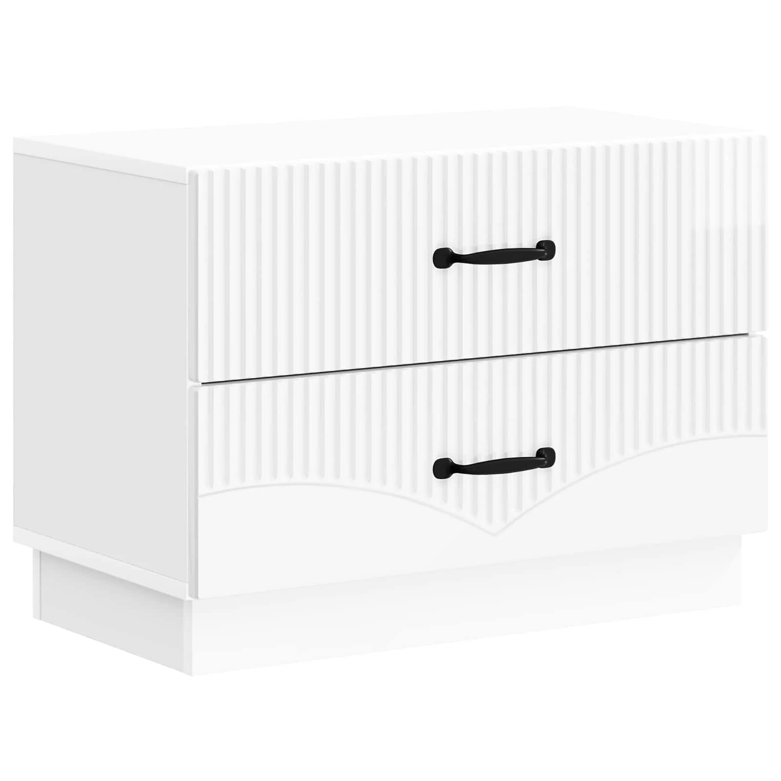 Nočna omarica s predalom Bela visok sijaj 62 x 34,5 x 44,5 cm - slika 2