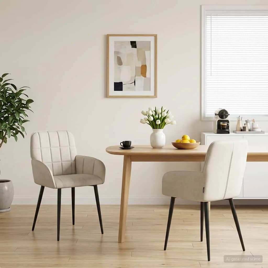 Jedilni stoli 2 kos Žamet Krem 57 x 50 x 85 cm