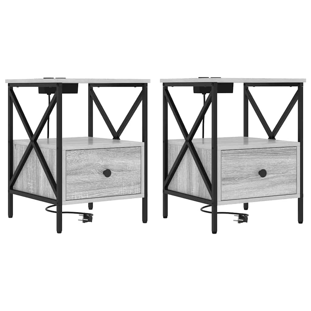 Nočna omarica 2 kos Siva Sonoma 41,5 x 40,5 x 55 cm - slika 2