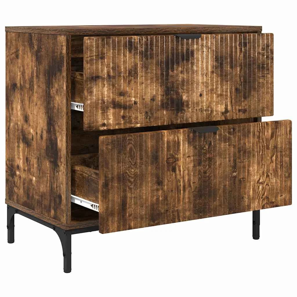 Nočna omarica Dimljeni hrast 63.5 x 36 x 61 cm Inženirski les - slika 5
