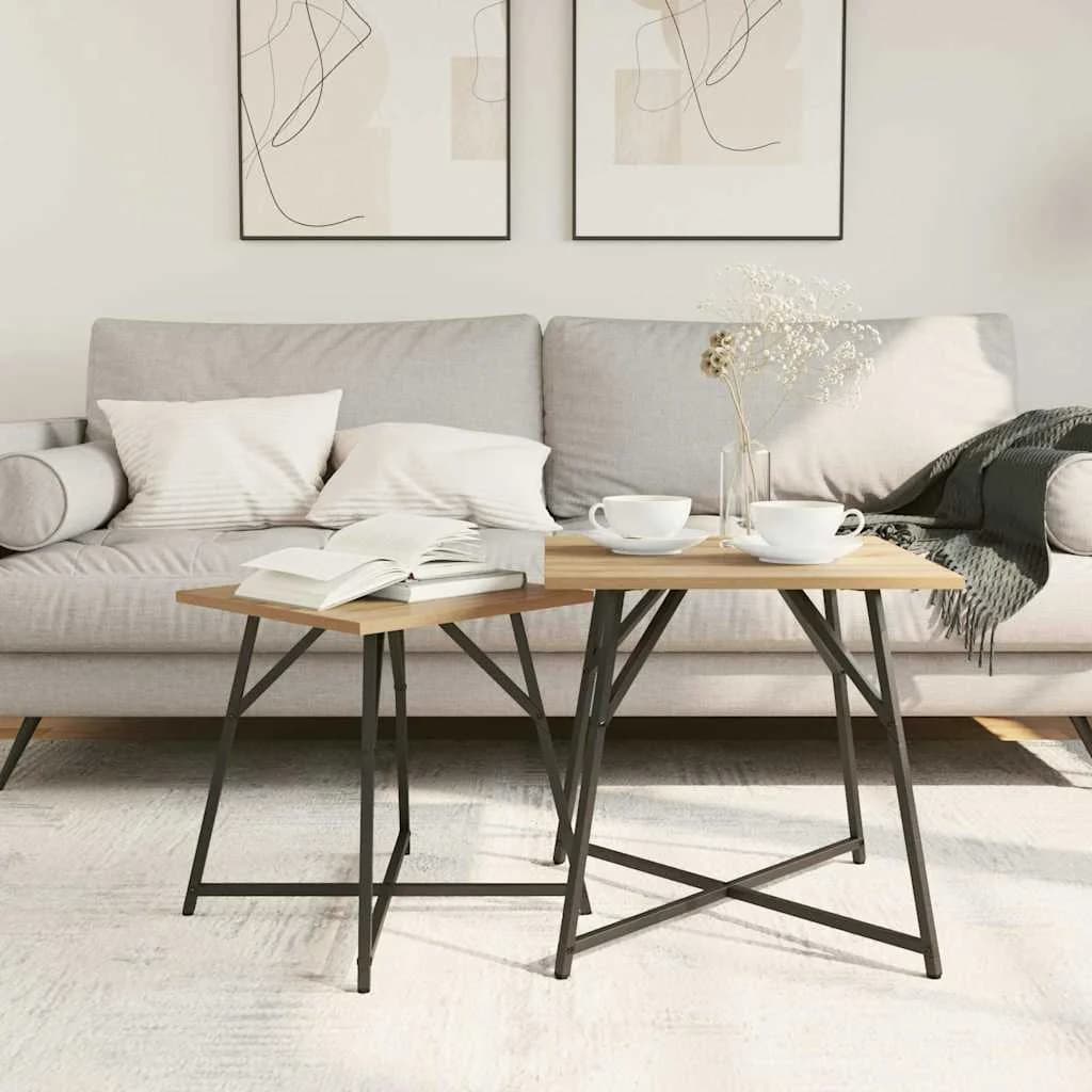 Komplet stranskih mizic 2 kos Artisan hrast in črna - slika 4