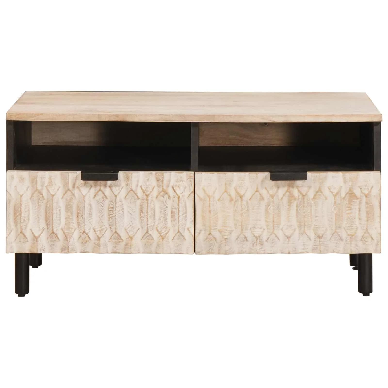 Klubska miza s predalom Bela 80 x 54 x 40 cm Masiven les manga - slika 3