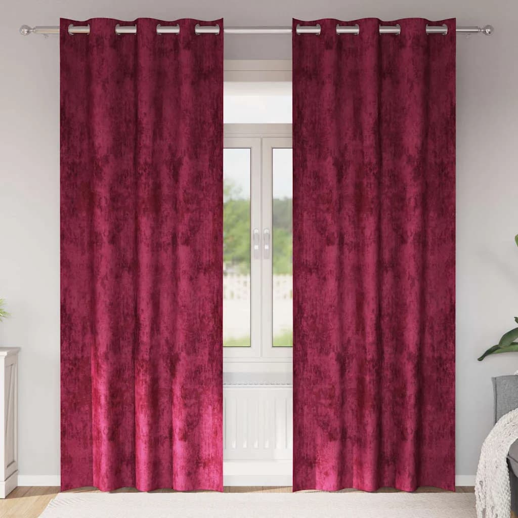 Velvete zavese 2 kos Vinorodna rdeča 260 x 140 cm Žamet