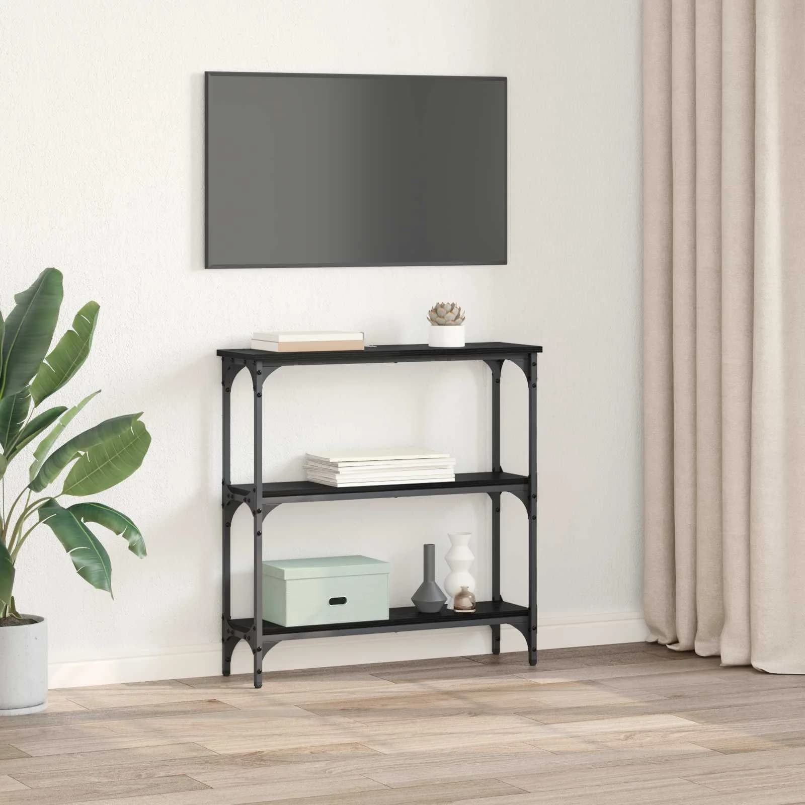 Konzolna miza Črna Orehovina 75 x 22,5 x 75 cm Inženirski les - slika 4