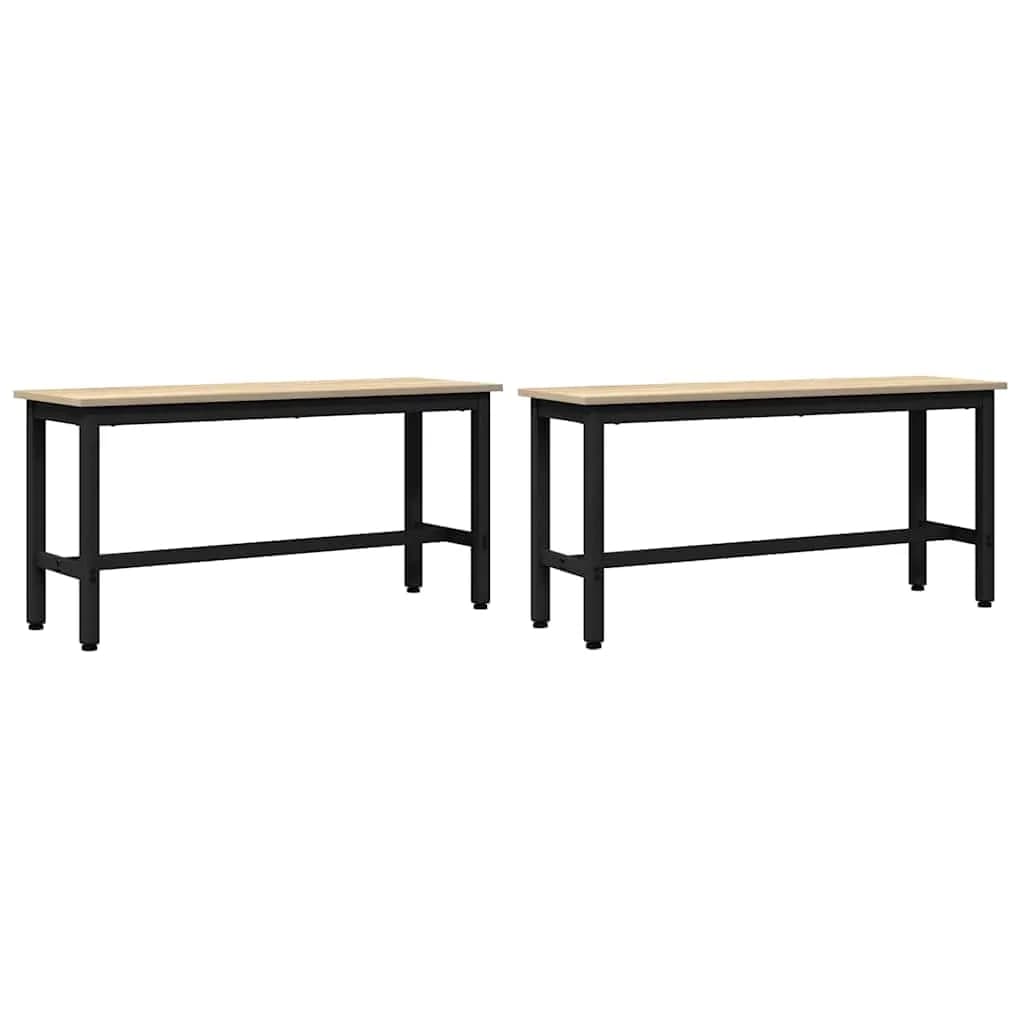 Jedilna klop 100 x 32,5 x 48,5 cm 2 kos Inženirski les in jeklo - slika 2