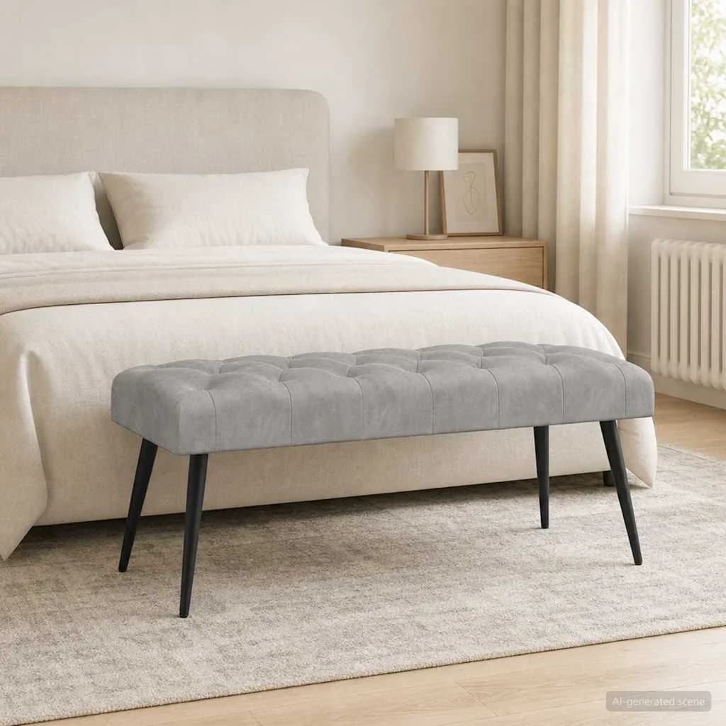 Klop s gumbnim oblazinjenjem Svetlo siva 110 x 40 x 46 cm Žamet