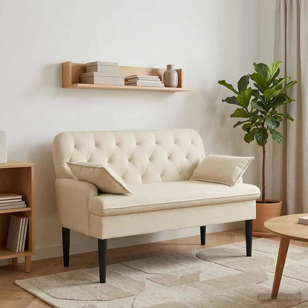 Dvojnica s gumbi Krem 111 x 68 x 80 cm Blago