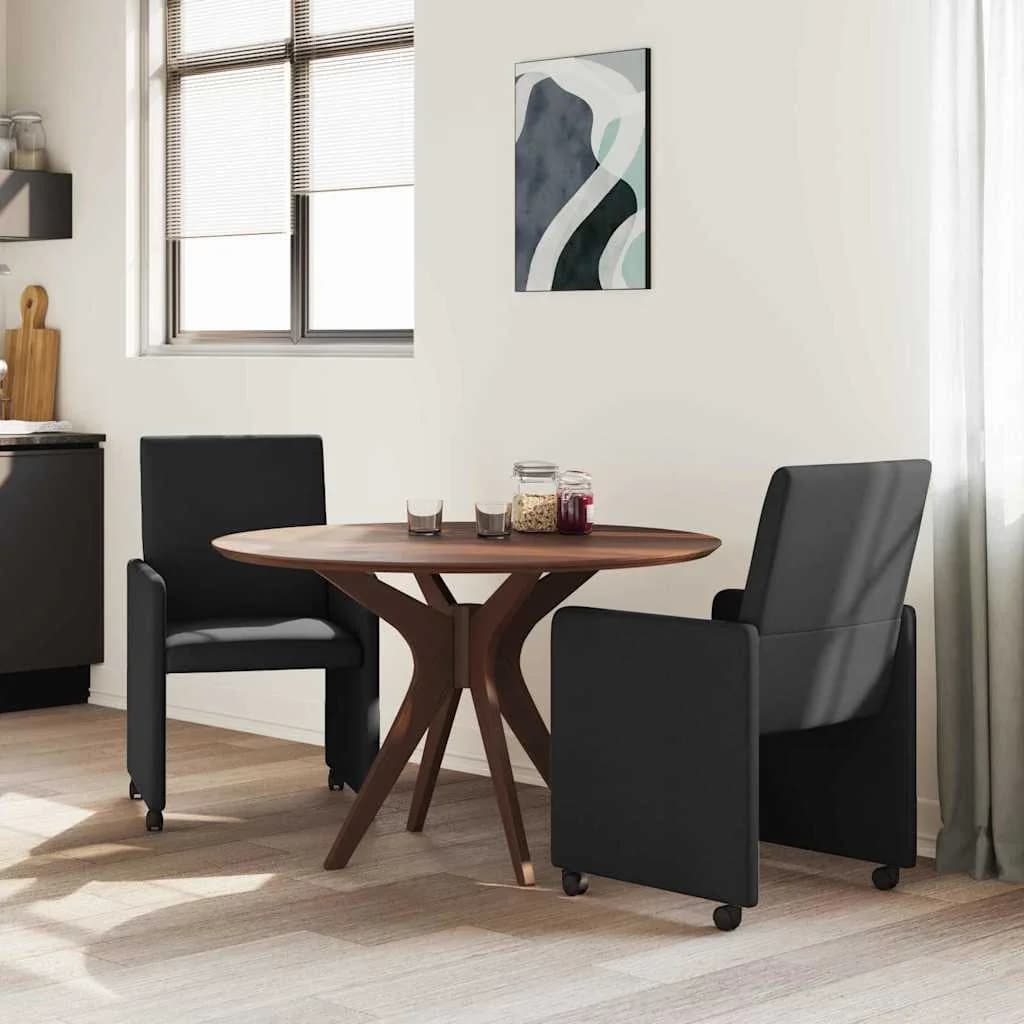 Jedilni stoli s kolesi 2 kos blago Črna 57 x 66 x 94 cm - slika 3