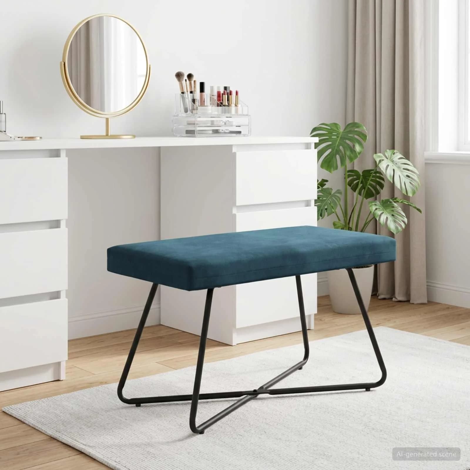 klop Modra 80 x 40 x 45 cm Žamet - slika 3
