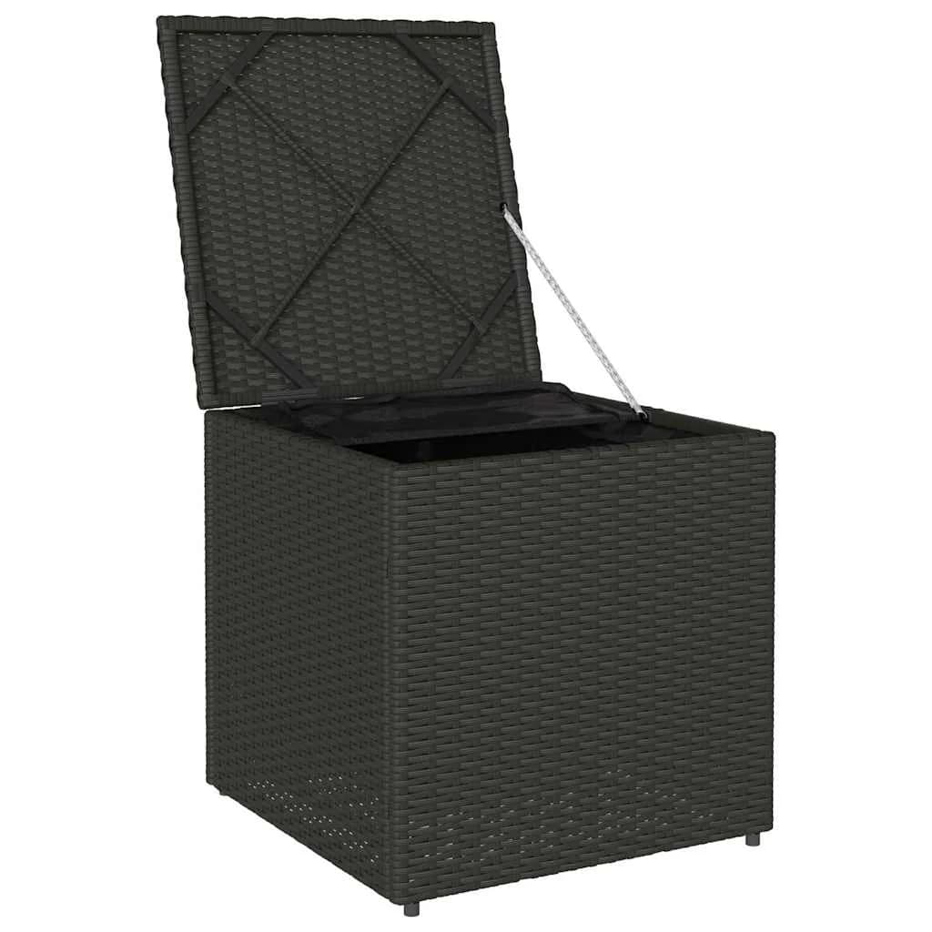 Škatla za blazine Črna 50 x 50 x 50 cm poli ratan - slika 4