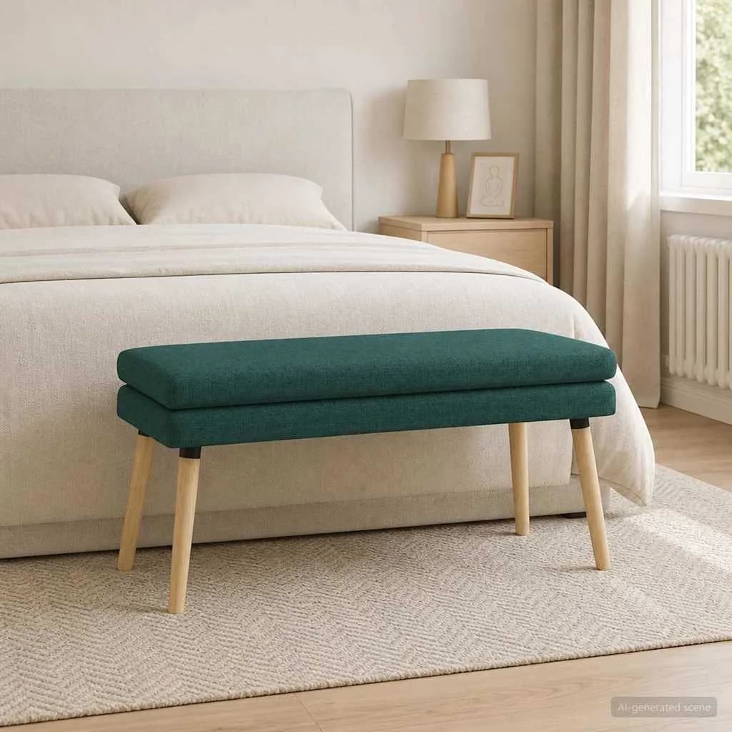 Dvojna klop Temno zelena 110 x 40 x 47 cm Blago
