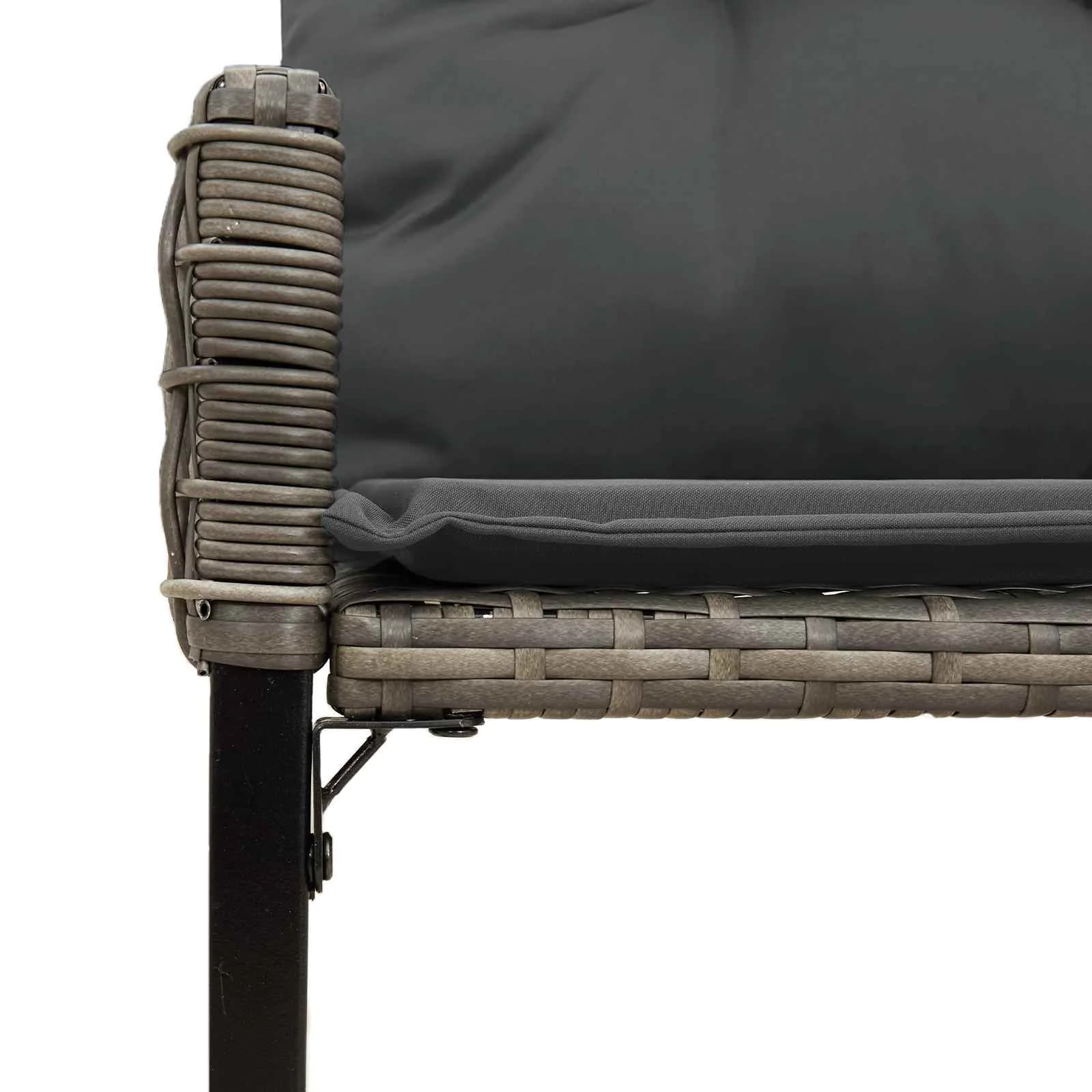 Zunanja klop z blazino Siv 118 x 55 x 82 cm PE ratan in tkanina - slika 8