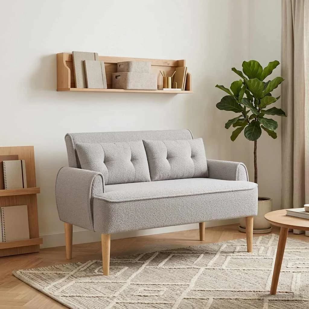 Dvojnica s gumbi Svetlo siva 117 x 67 x 77 cm Bouclé