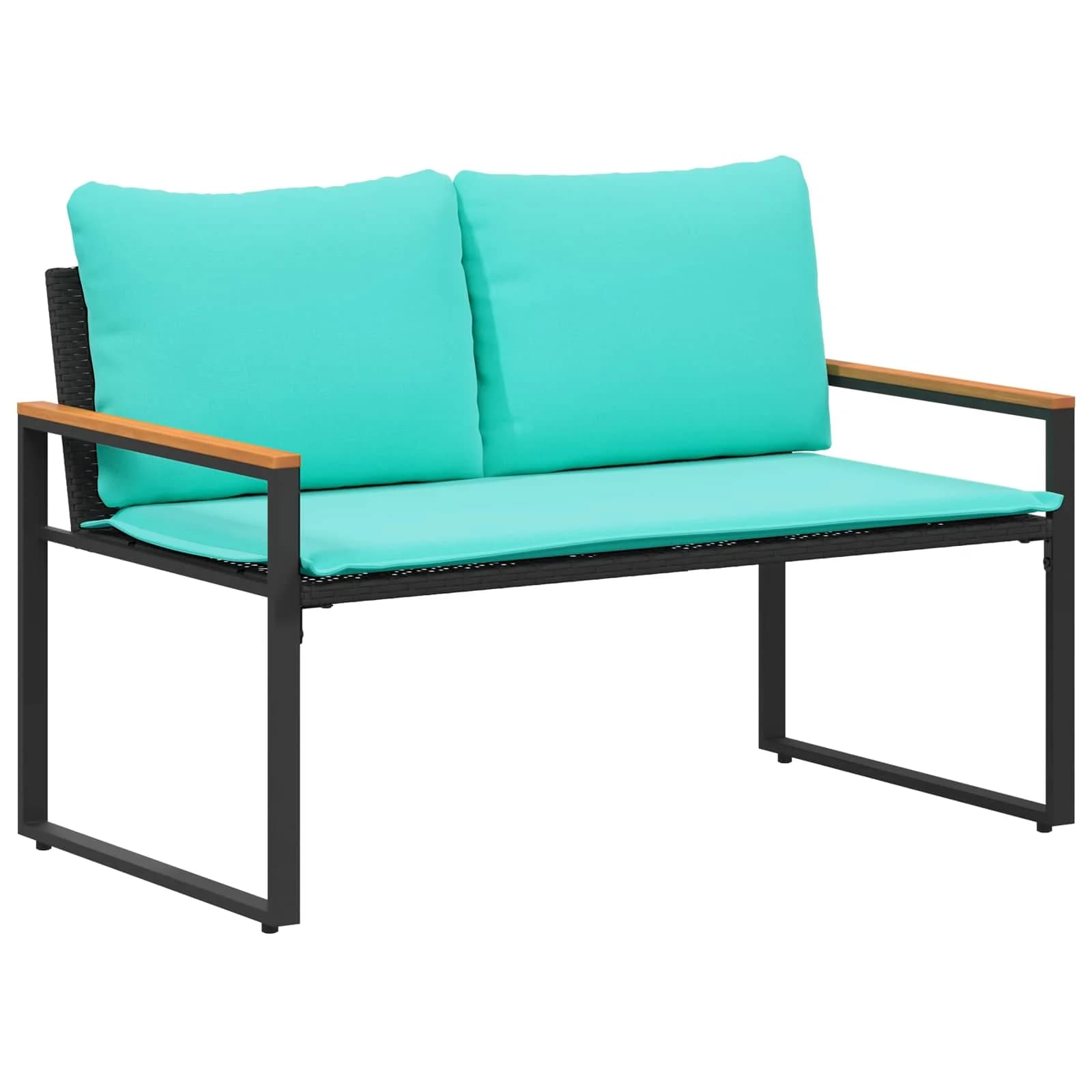klop z blazino Črna in turkizna 115 x 65 x 72 cm Ratan - slika 2