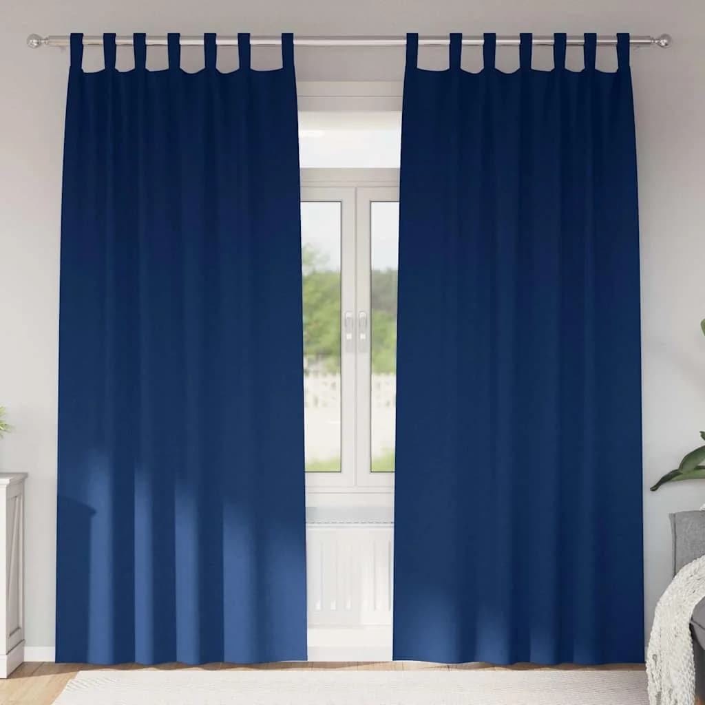 Zavese za zatemnitev z obroči 2 kos Temno modra 260 x 140 cm