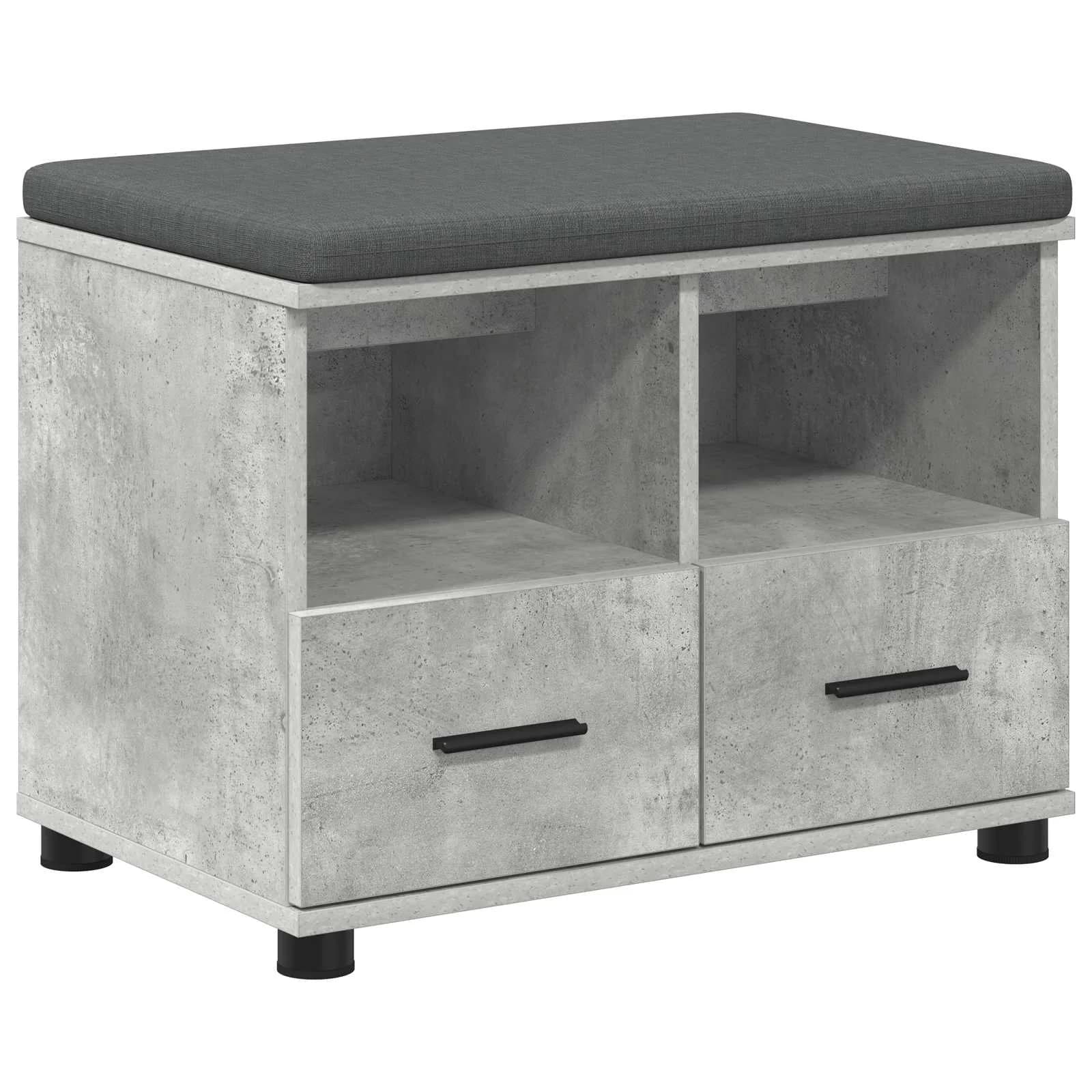 Haldna klop Beton Siva 60 x 38 x 46 cm Oblikovan Les in Tkanina - slika 2