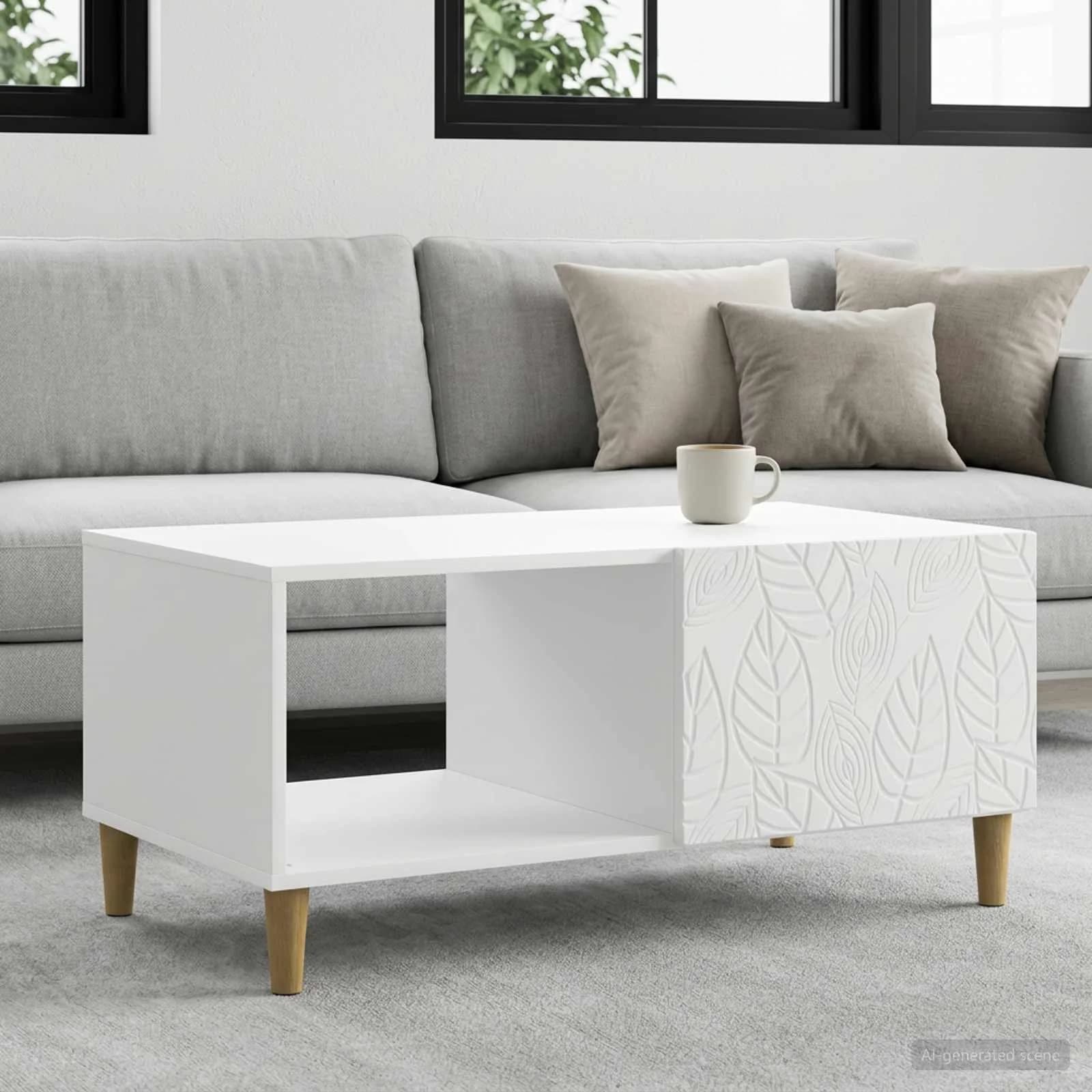Klubska miza Bela 90 x 50 x 40 cm Inženirski les