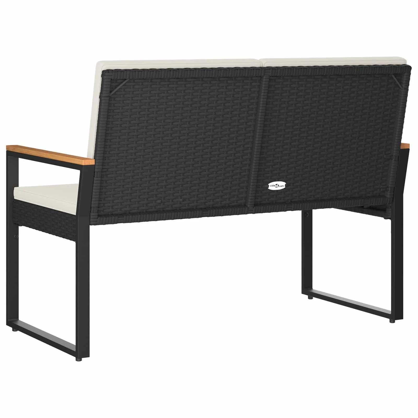 Zunanja klop Črna in krem bela 107 x 61 x 80 cm poli ratan - slika 7