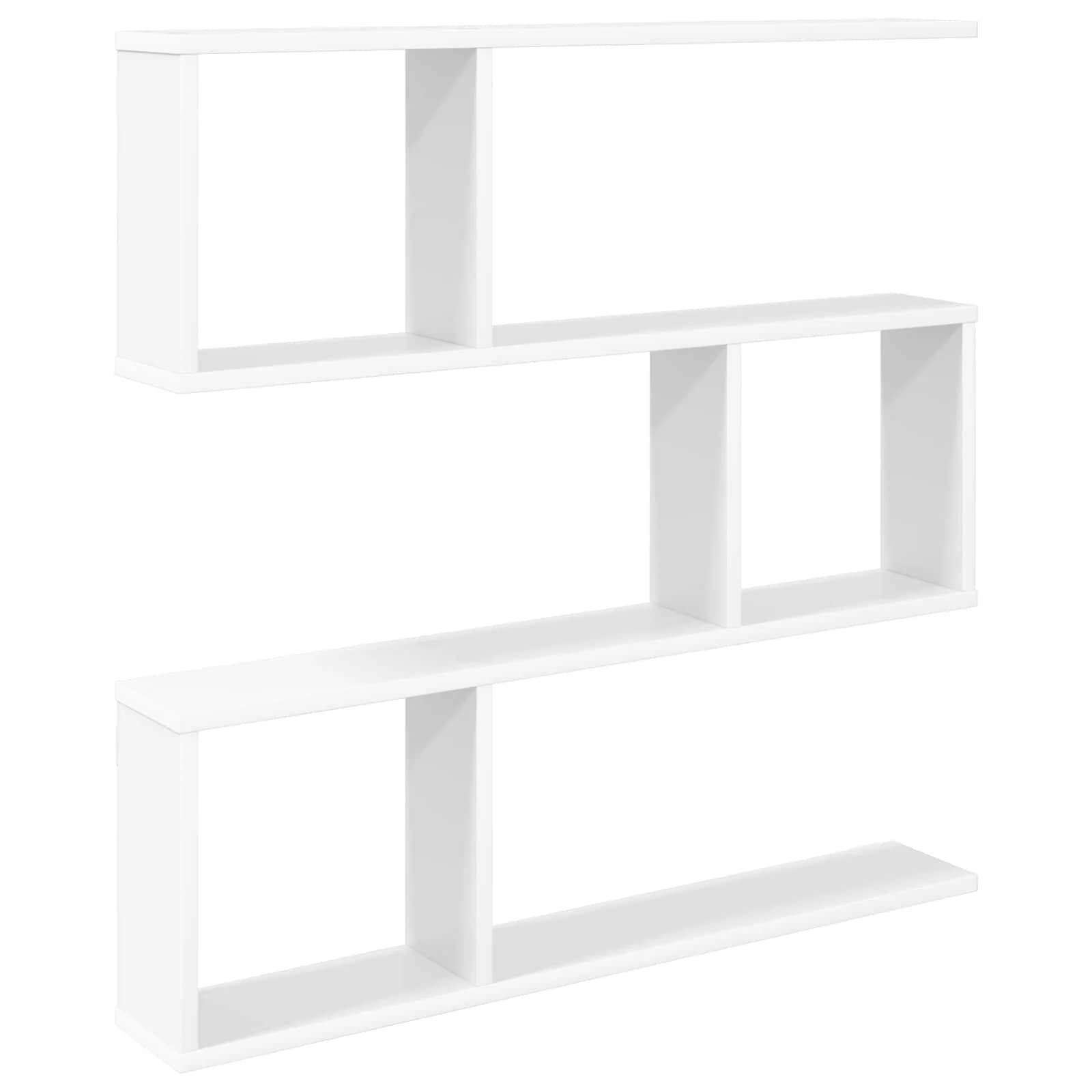 Stenska polica Bela 80 x 12 x 79,5 cm Inženirski les - slika 2