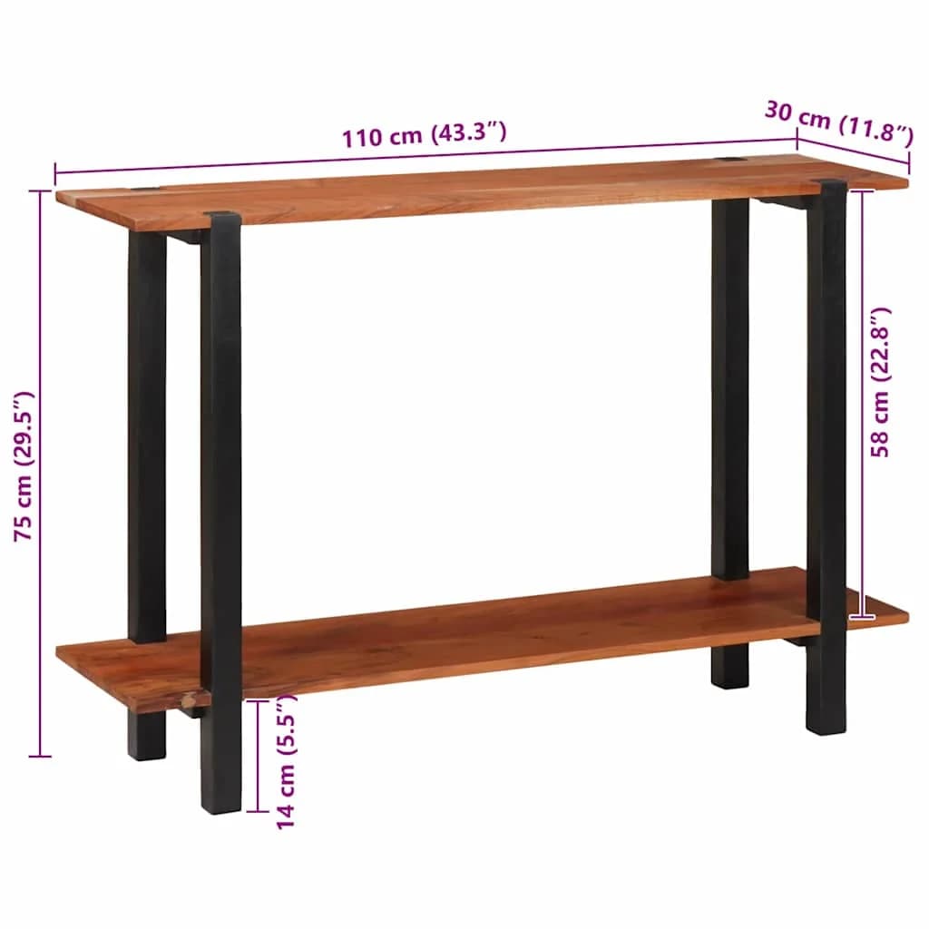 Konzolna miza s polico Rjava in črna 110 x 30 x 75 cm - slika 10