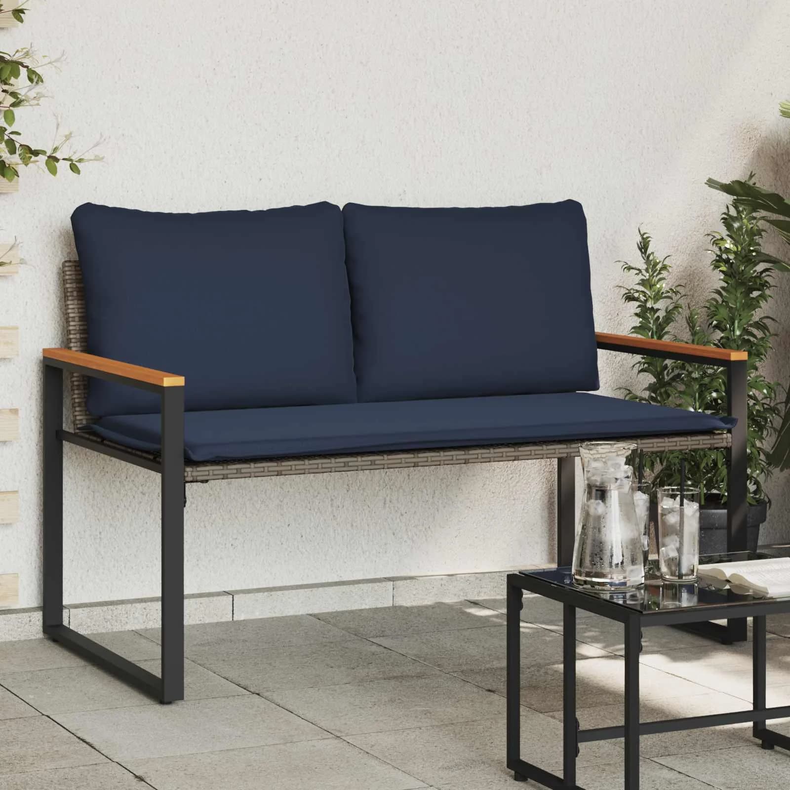 klop z blazino Siva in mornarsko modra 115 x 65 x 72 cm Ratan