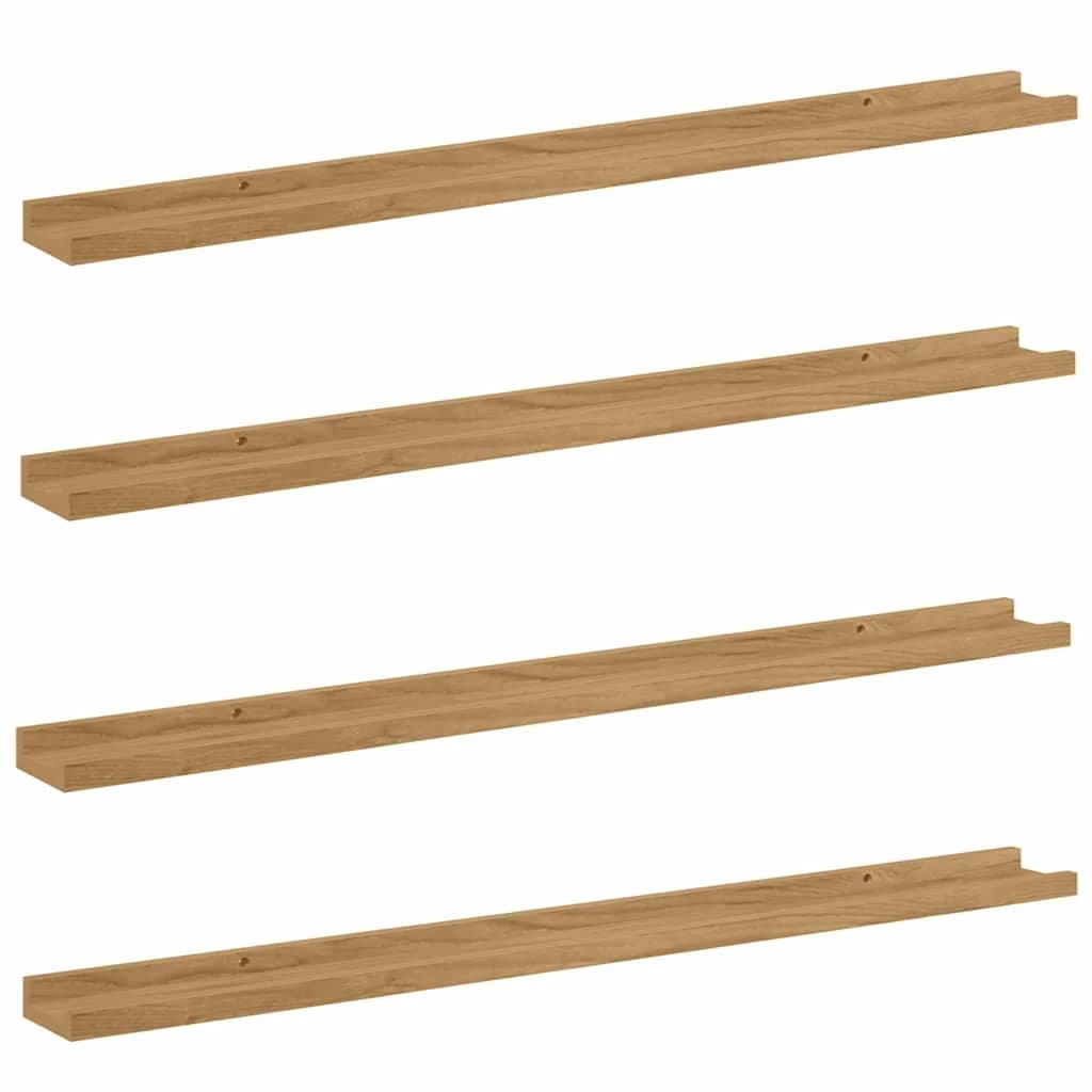 Stenska polica Montaža za steno 4 kos Rjava 100 x 9 x 3 cm - slika 2