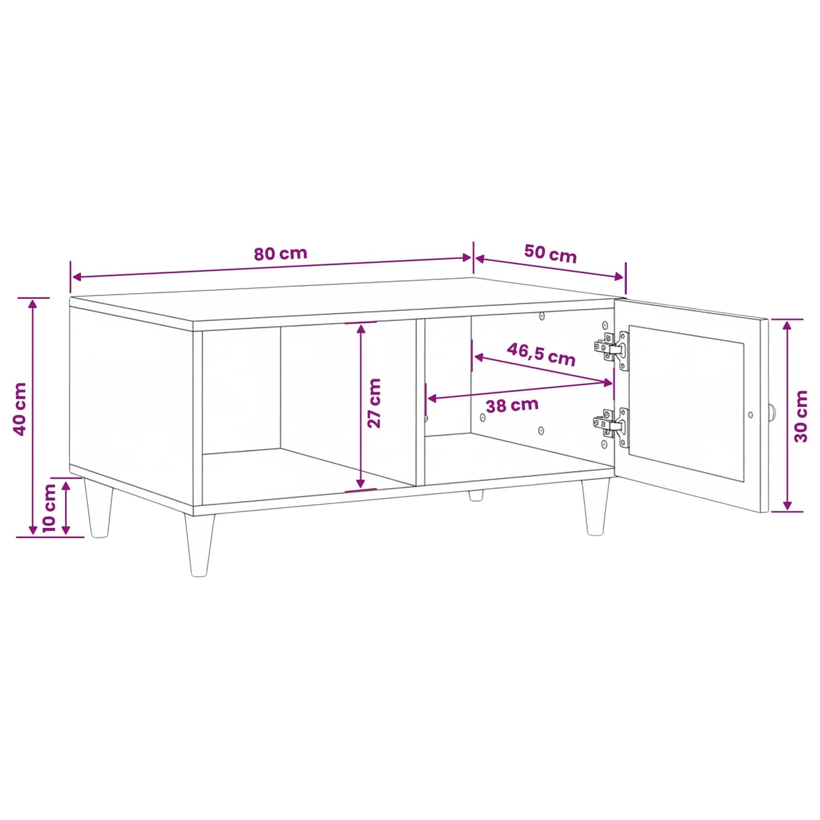 Klubska miza Bela 100 x 54 x 40 cm Inženirski les - slika 12