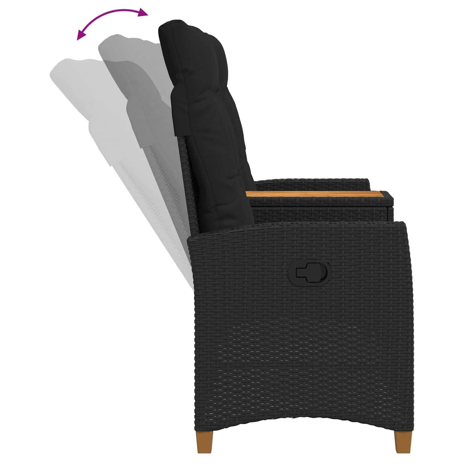 Zložljiva klop s tabelo Črna 126 x 65 x 112 cm poli ratan - slika 8