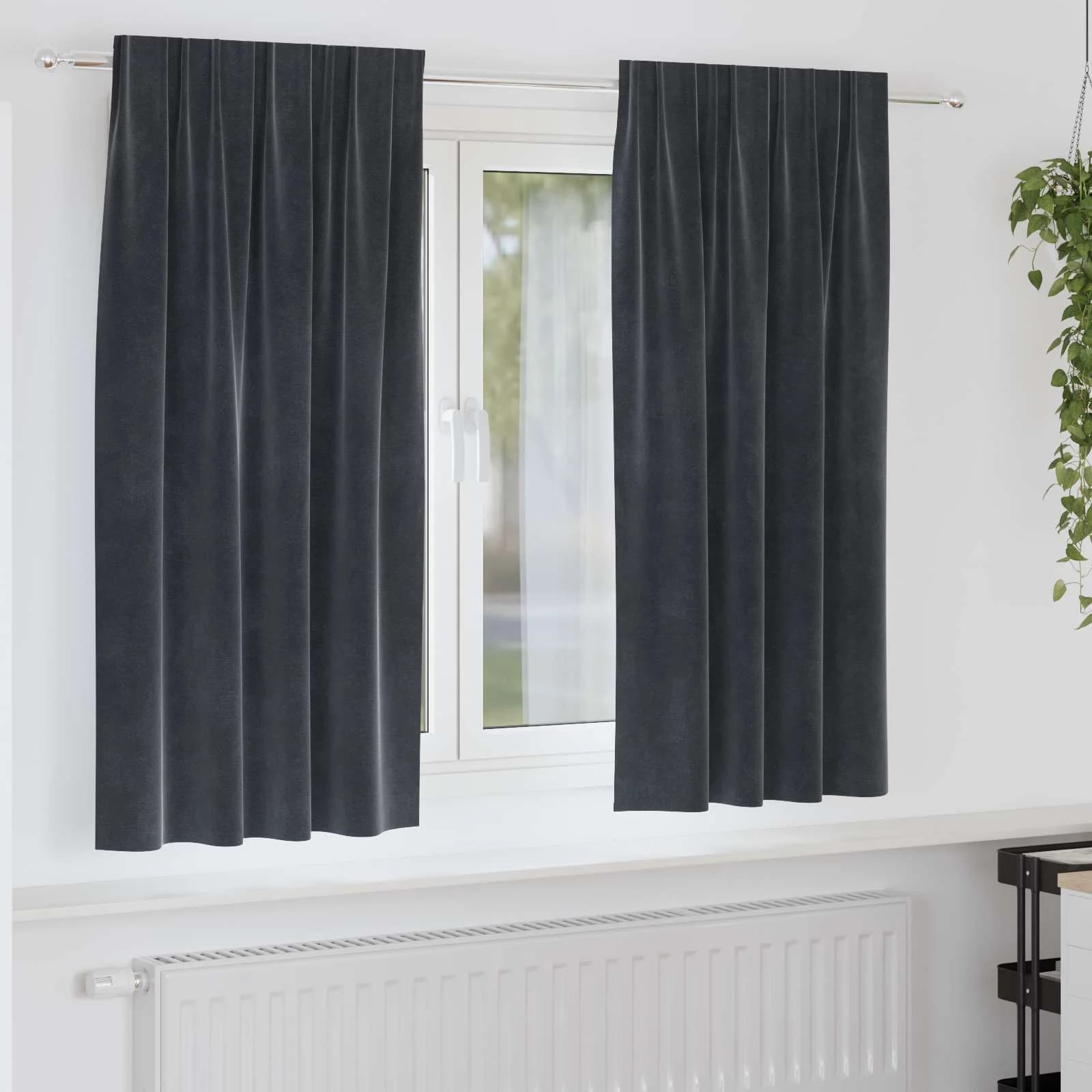 Zatemnitvene zavese 2 kos Temno siva 140 x 175 cm Žamet