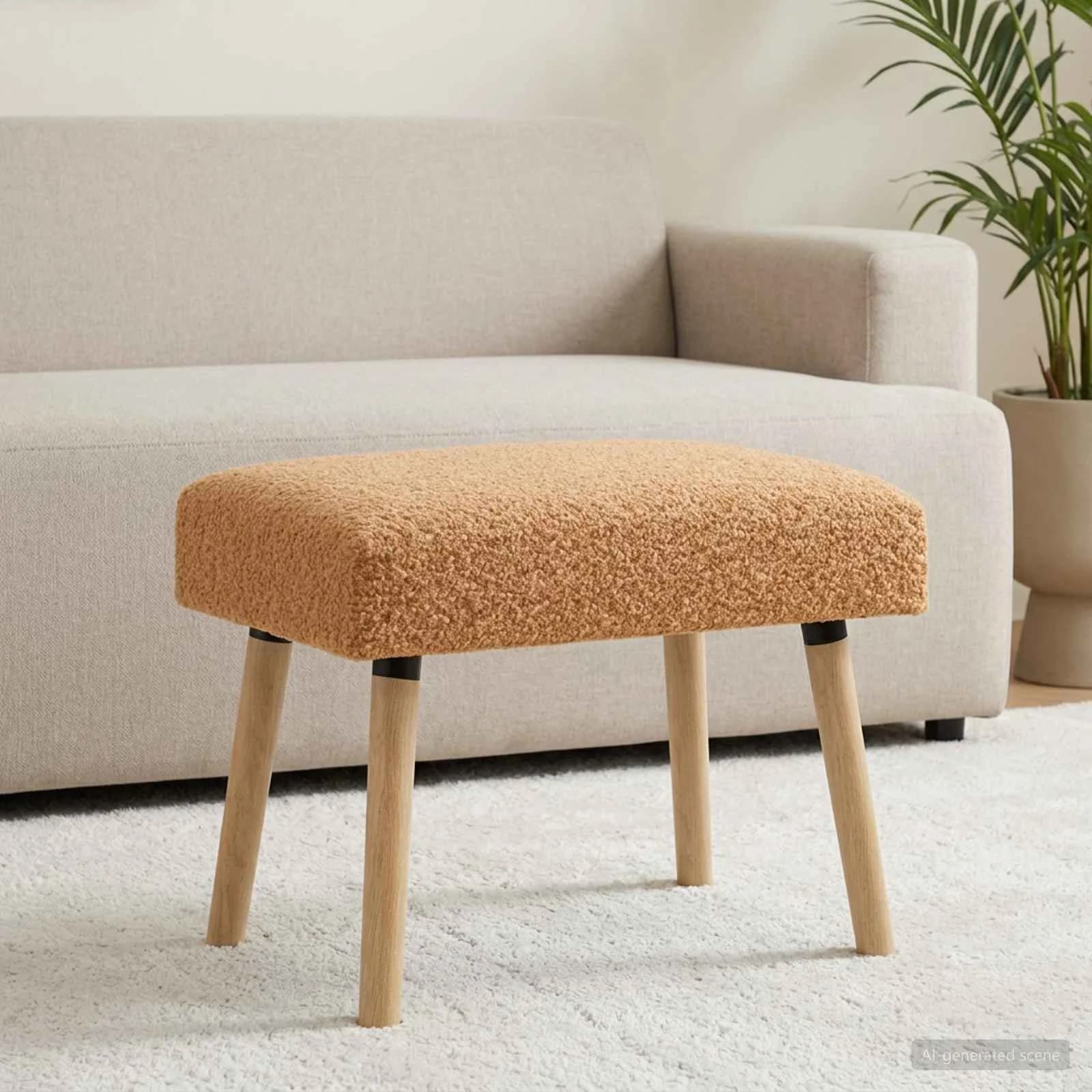 klop Enobarvno Bež 60 x 40 x 45 cm Bouclé - slika 3