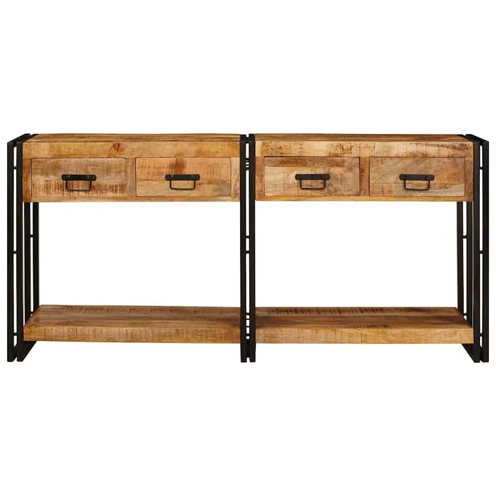 Konzolne mizice 2 kos Rjava 161 x 33 x 75 cm Masiven les manga - slika 4