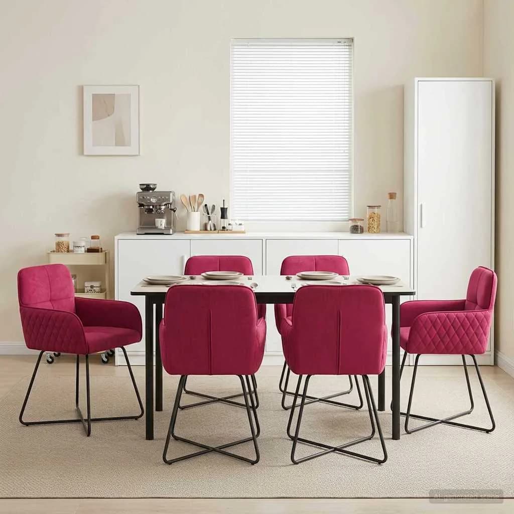 Jedilni stoli 6 kos Žamet Vinorodna rdeča 59 x 56,5 x 86 cm
