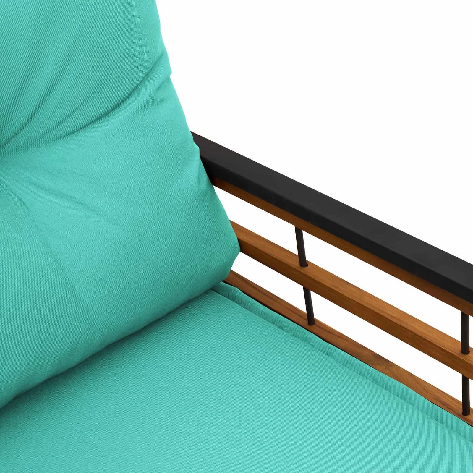 Lesena ležajna klop z blazino Turkizna 114 x 55 x 77 cm - slika 8