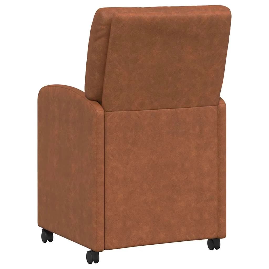 Jedilni stoli s kolesi 2 kos Umetna koža Rjava 57 x 67 x 95 cm - slika 6
