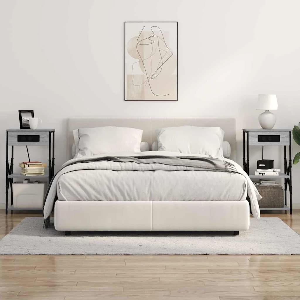 Nočna omarica 2 kos Siva Sonoma 41 x 31 x 76 cm Inženirski les - slika 4
