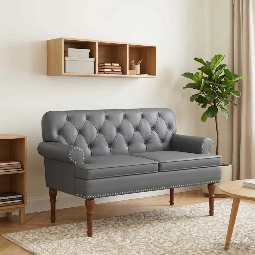 Dvojnica s gumbi Siva 120 x 65 x 77 cm Umetno usnje
