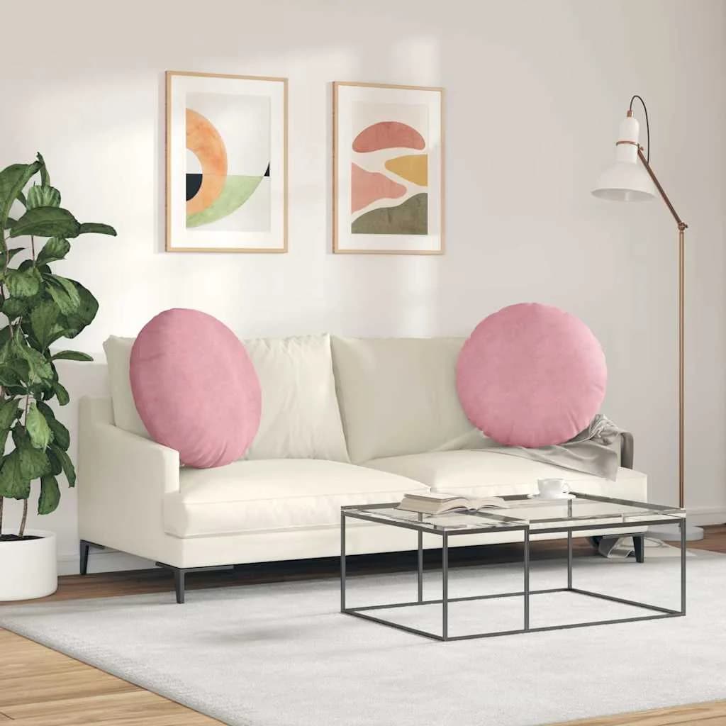 Sedežne blazine 2 kos Žamet Roza Ø 80 x 29 cm - slika 4