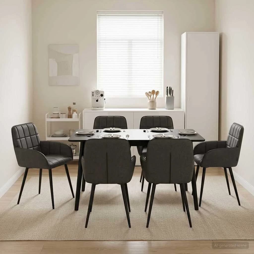 Jedilni stoli 6 kos Umetno usnje Črna 57 x 50 x 85 cm