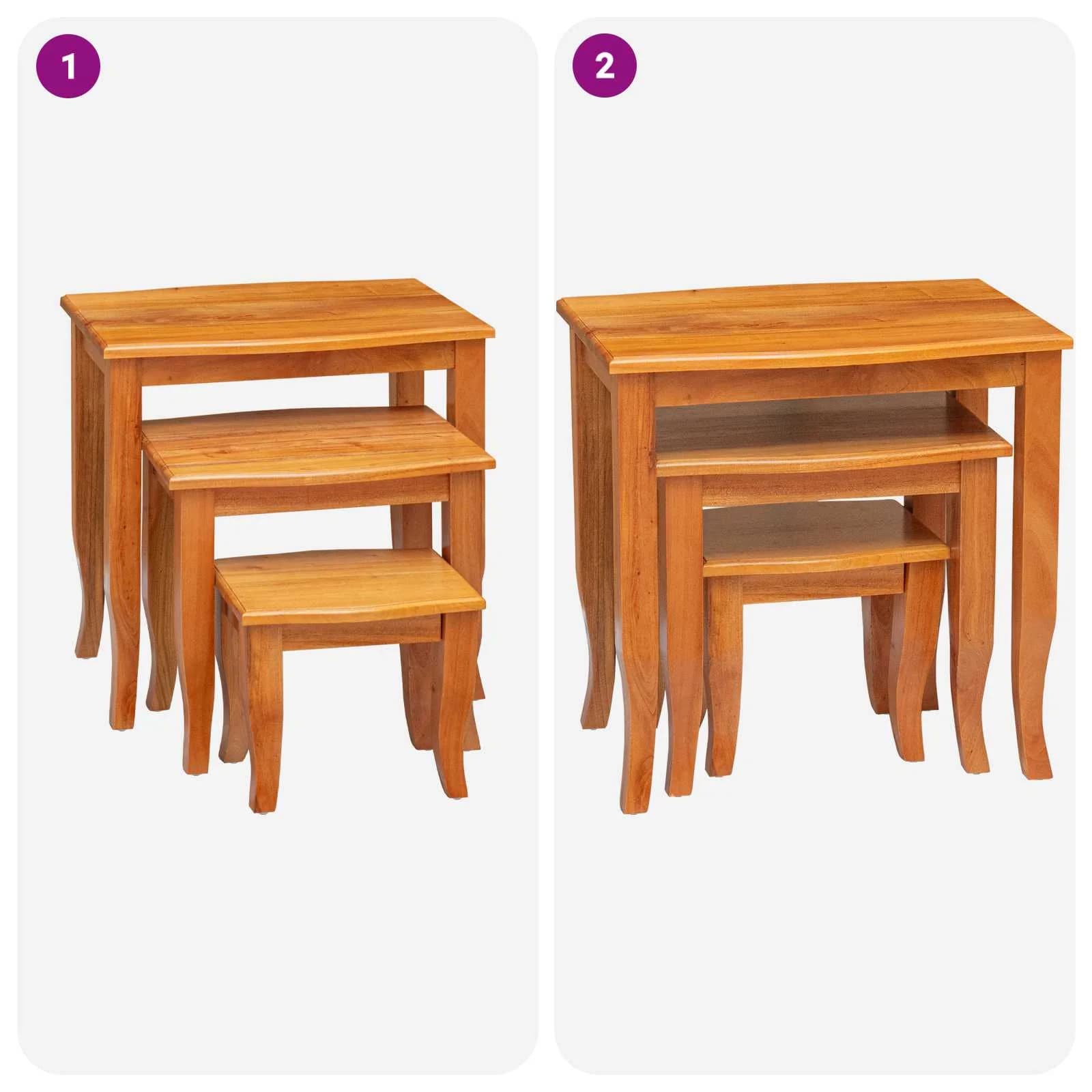 Nesting stranske mize 3 kos Naravna 60 x 45 x 60,5 cm - slika 12