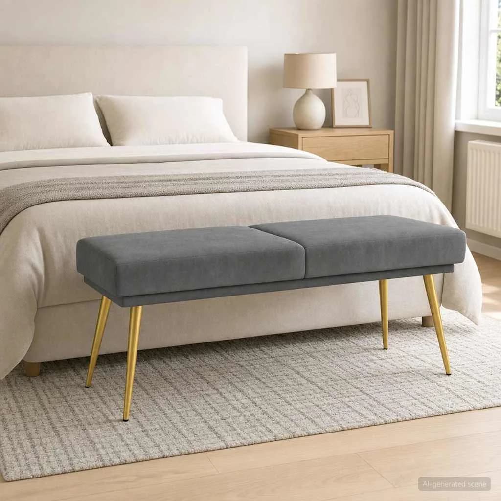 Dvojna klop Temno siva 120 x 45 x 46 cm Žamet