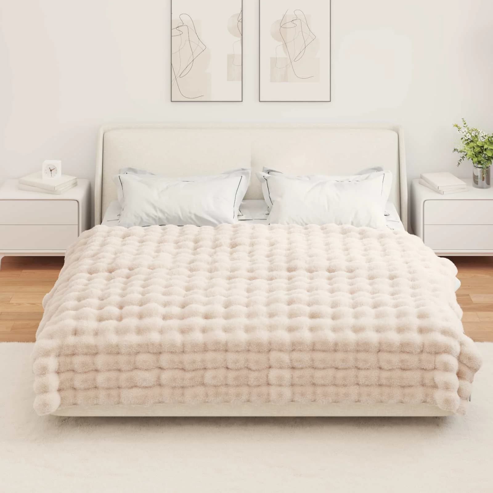 Protizdrsna odeja iz umetnega zajčjega krzna Olite 4 kos Bež - slika 4