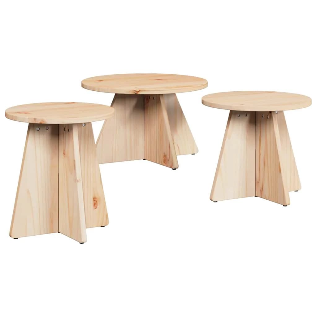 Klubska miza 3 kos Naravna 49 x 49 x 30 cm - slika 2
