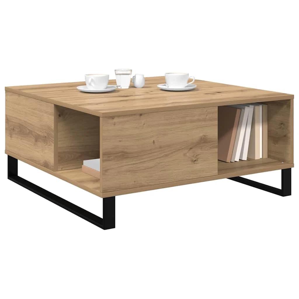 Klubska miza Umetni hrast 80 x 80 x 36,5 cm Inženirski les - slika 3