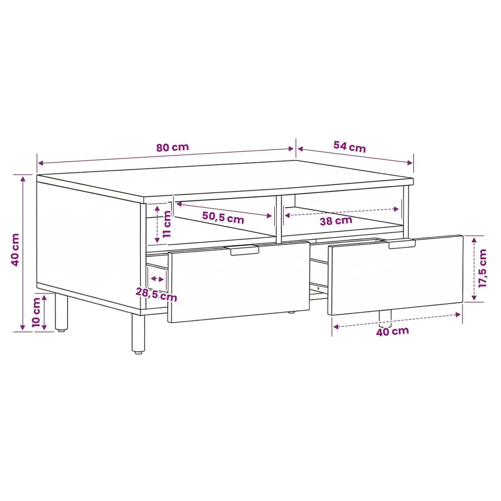 Klubska miza s predalom Rjava 80 x 54 x 40 cm Masiven les manga - slika 11