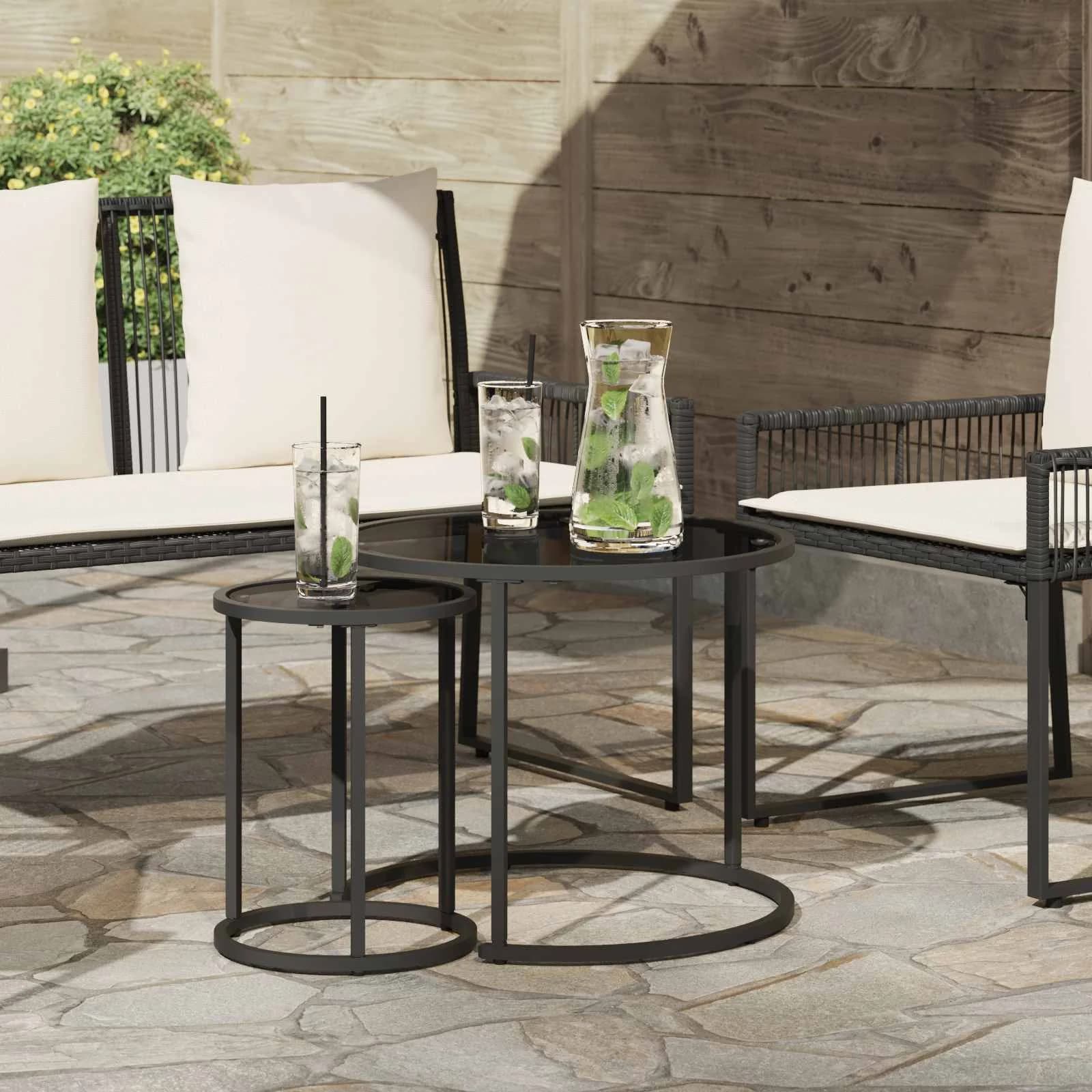 Set kavno mizico 2 kos 55 x 55 x 45 cm jeklo