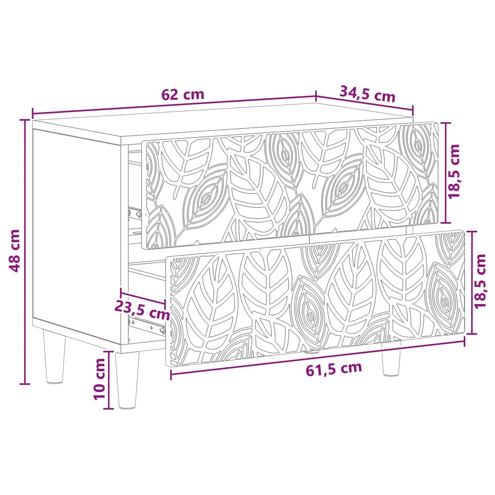 Nočna omarica Artisan hrast 62 x 34,5 x 48 cm Inženirski les - slika 10