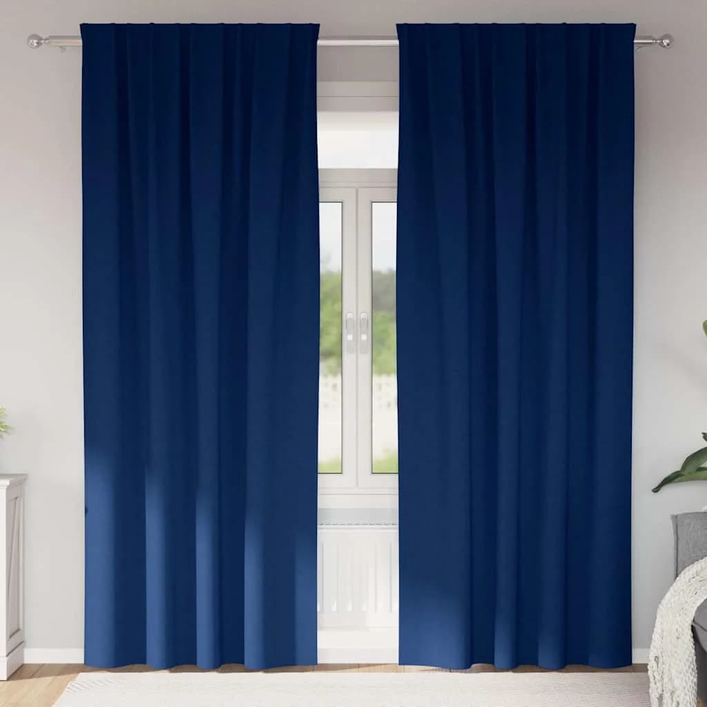 Zavese za zatemnitev z obroči 2 kos Temno modra 245 x 140 cm
